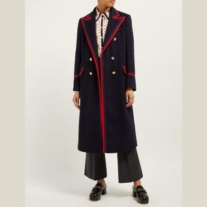 GUCCI Grosgrain-trim double-breasted coat